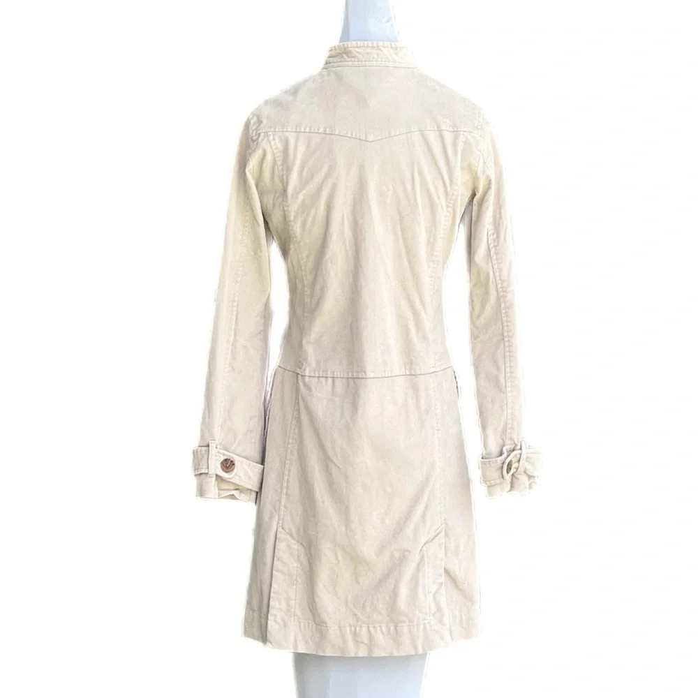 Tommy Jeans Vintage Velvet Trench  Coat Khaki Cream  Med Cute Great Condition - Picture 5 of 14